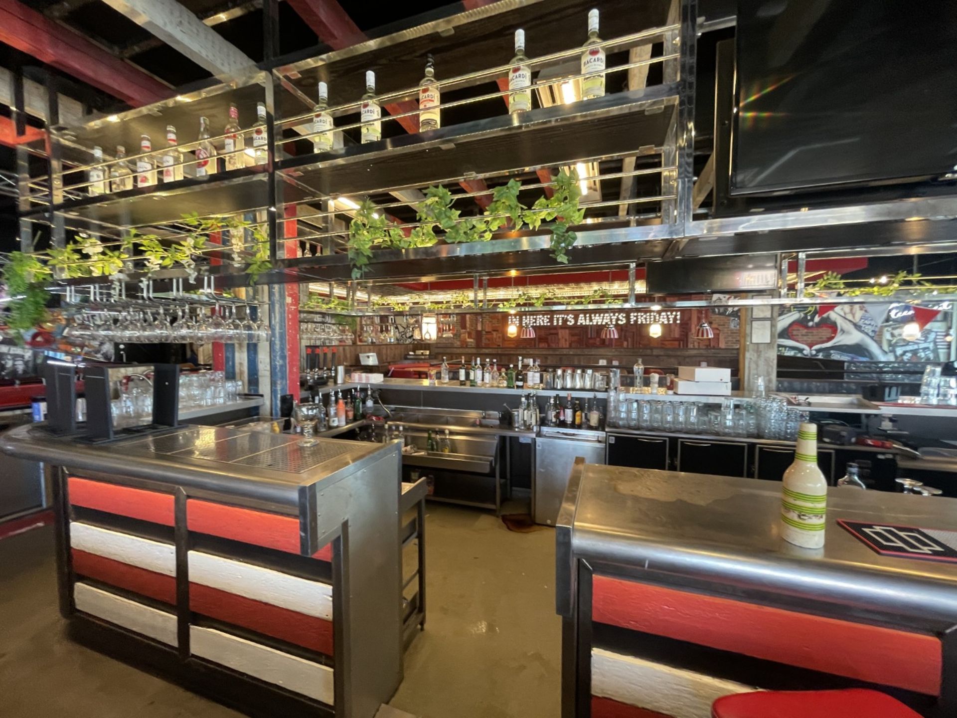 1 x Large Central Island Drinks Bar Features Stainless Bar Tops with Integral Removal Drainers - Image 7 of 64