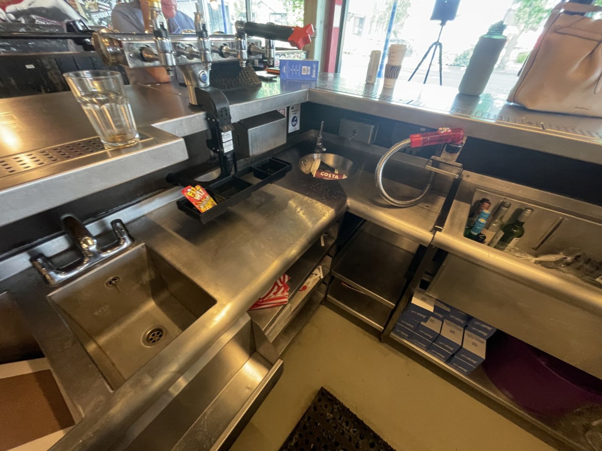 1 x Large Central Island Drinks Bar Features Stainless Bar Tops with Integral Removal Drainers - Image 25 of 64