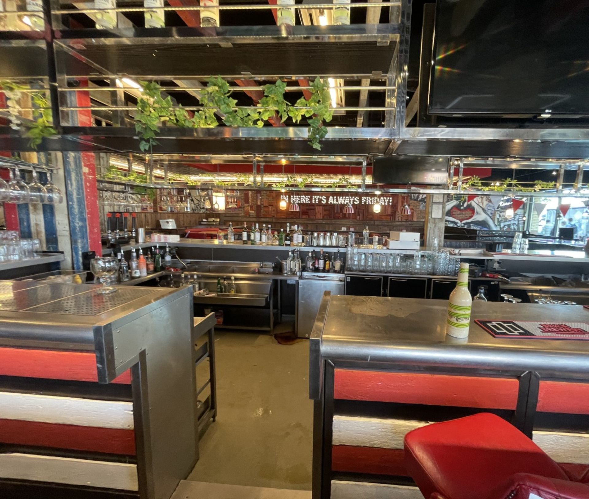 1 x Large Central Island Drinks Bar Features Stainless Bar Tops with Integral Removal Drainers - Image 8 of 64