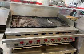 1 x Hobart Bonnet 8 Burner Chargrill Griddle with Stainless Steel Table