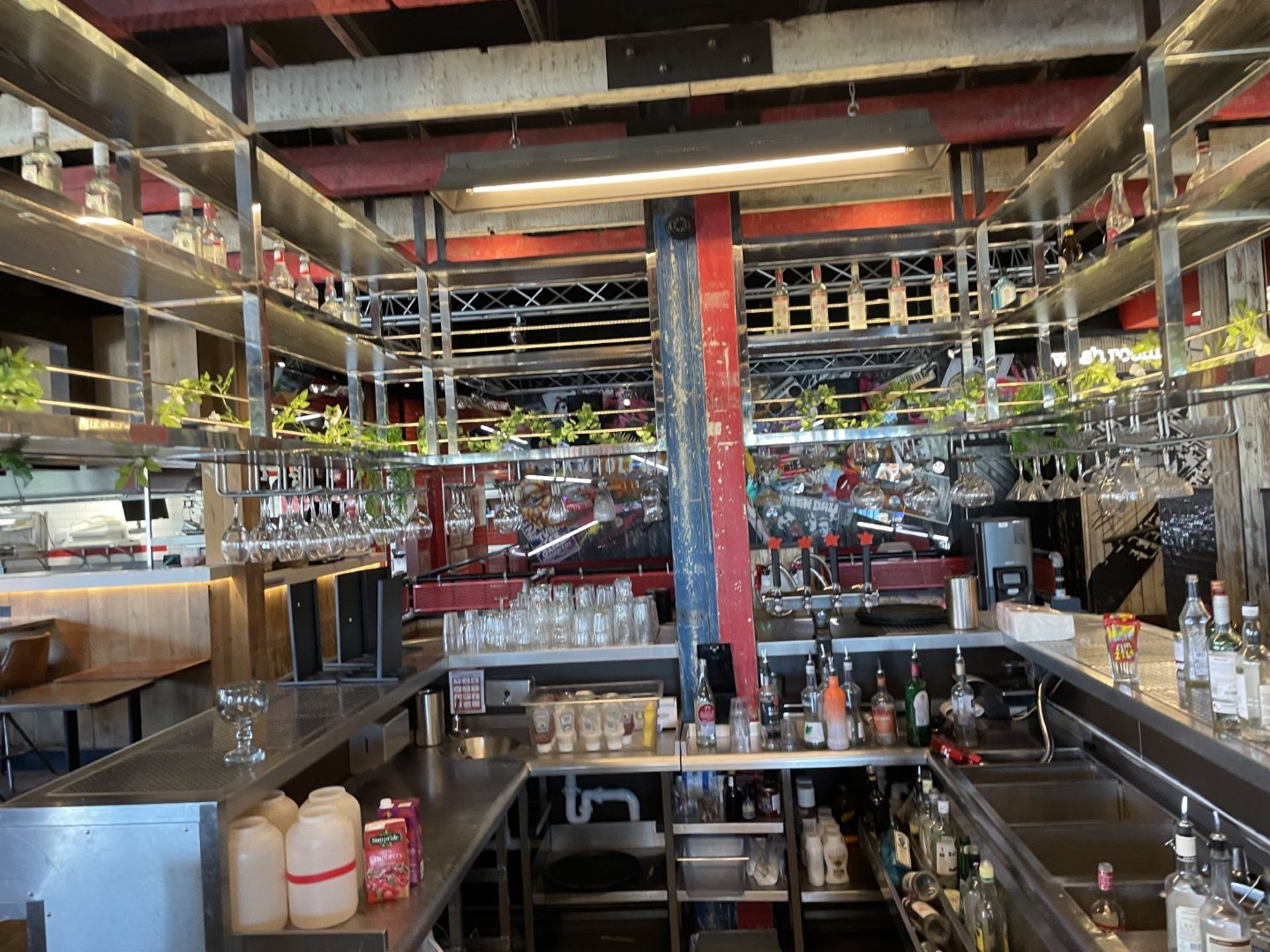 1 x Large Central Island Drinks Bar Features Stainless Bar Tops with Integral Removal Drainers - Image 42 of 64