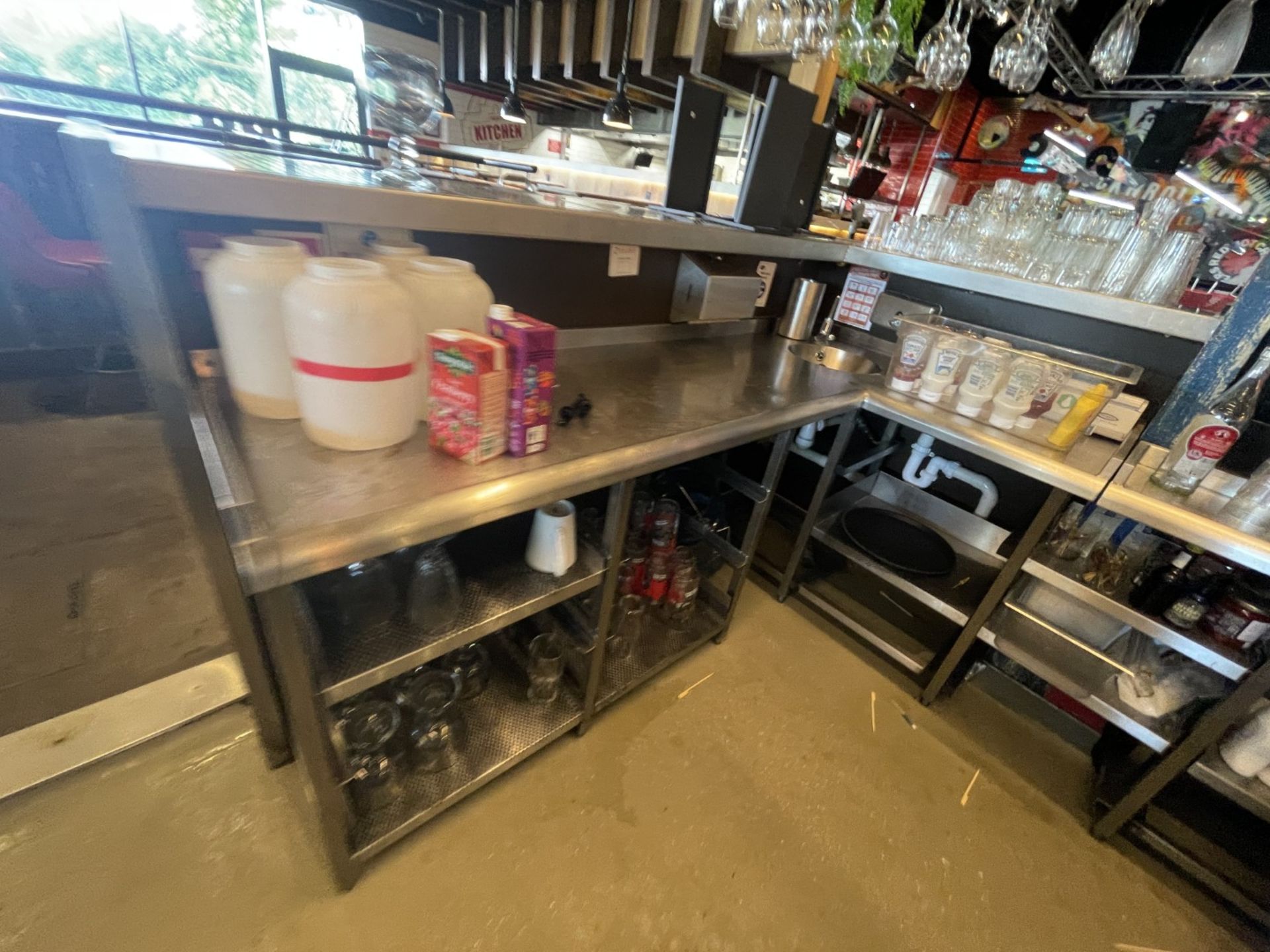 1 x Large Central Island Drinks Bar Features Stainless Bar Tops with Integral Removal Drainers - Image 11 of 64