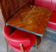 3 x Restaurant Dining Tables with Parquet Style Tops and Cast Iron Bases - Suitable for Two Persons