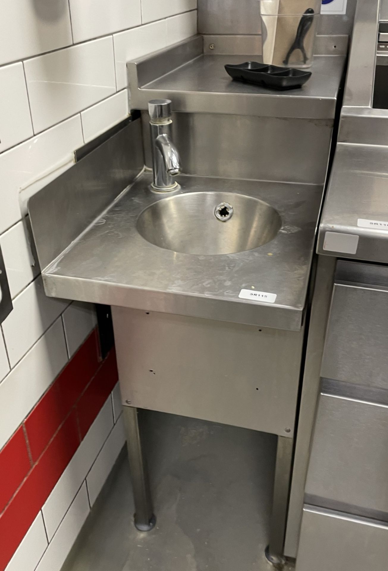 1 x Stainless Steel Handwash Unit with Mixer Tap, Splash Barriers, and Rear Shelf - Image 3 of 3