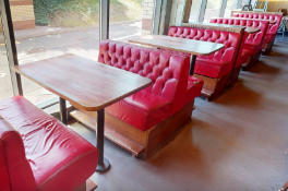 1 x Collection of Tall Seating Booths with Footrests - Includes 3 x Back to Back Benches and 2 x End