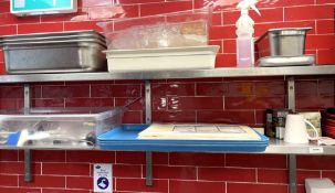 1 x Large Double Wall Mounted Stainless Steel Shelf Unit with Pictured Contents of Shelves