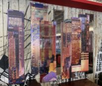 1 x Large Collection of Wall Mounted Glass Wall Art Depicting the New York Skyline