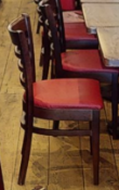 16 x Ladderback Dining Chairs - Dark Stained Finish with Red Faux Leather Seats