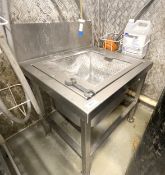 1 x Low Stainless Steel Pot Wash Sink with Drop in Perforated Waste Catcher