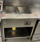 1 x Stainless Steel Electric Twin Baine Marie Unit on Castors with Undershelf