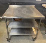 1 x Stainless Steel Prep Table with Undershelves and Castors