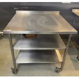 1 x Stainless Steel Prep Table with Undershelves and Castors