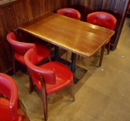 12 x Restaurant Dining Chairs - Red Faux Leather Seats and Backrests