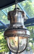 3 x Reclaimed Killark HX-2-100 Industrial Hanging Pendant Lights Featuring Protective Cages