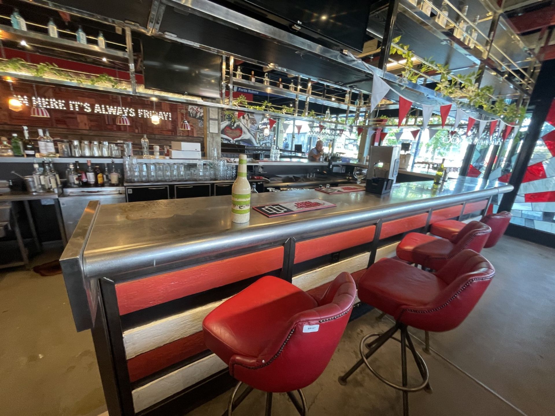 1 x Large Central Island Drinks Bar Features Stainless Bar Tops with Integral Removal Drainers - Image 9 of 64