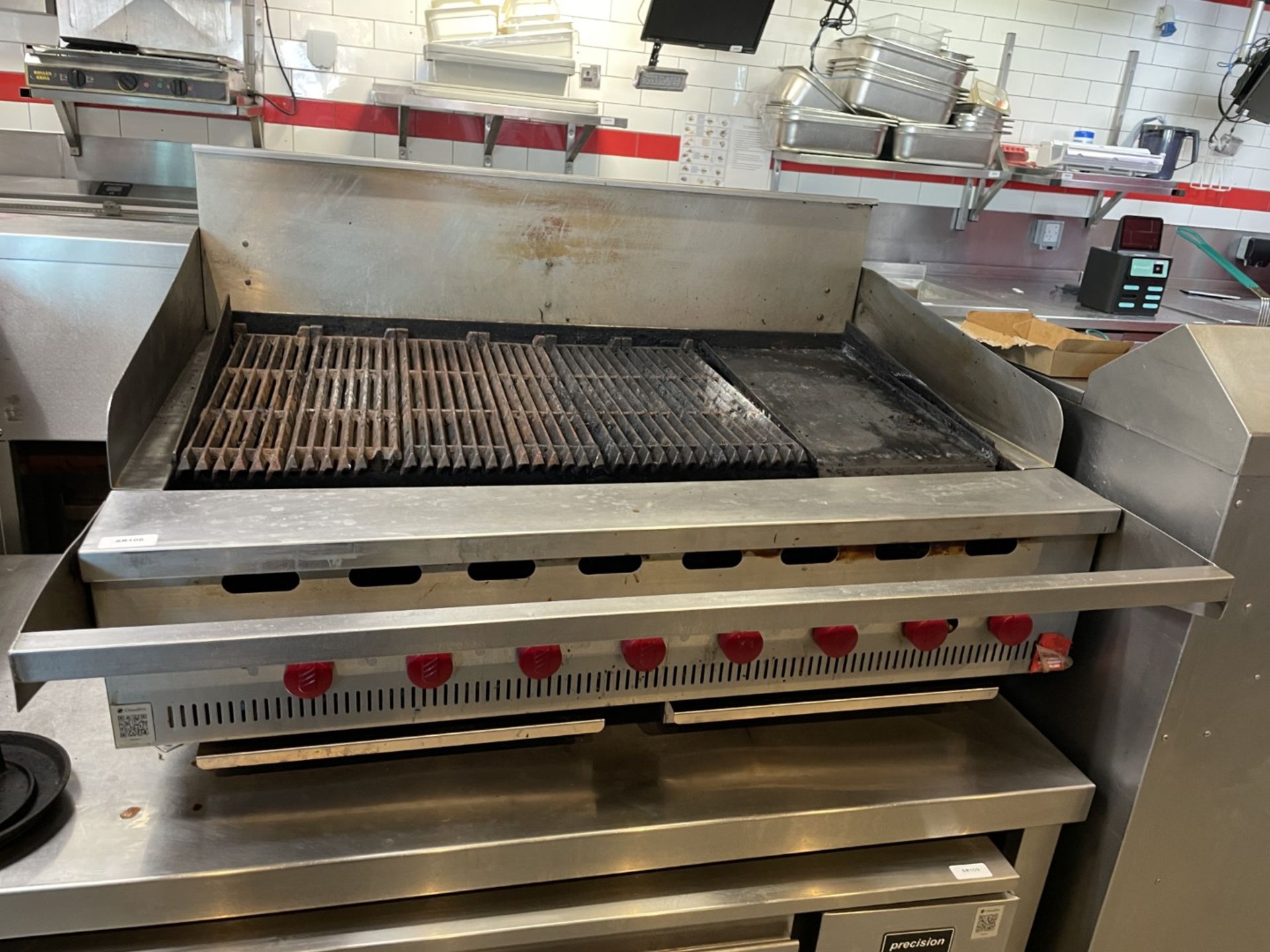 1 x Hobart Bonnet 8 Burner Chargrill Griddle with Stainless Steel Table - Image 2 of 14