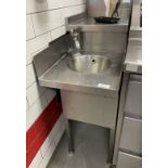 1 x Stainless Steel Handwash Unit with Mixer Tap, Splash Barriers, and Rear Shelf