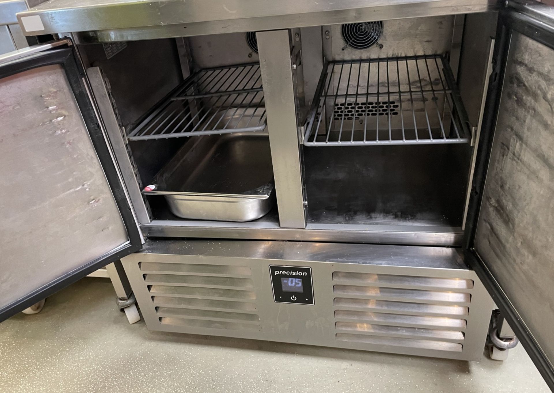 1 x Precision Two Door Stainless Steel Prep Freezer - Image 3 of 4