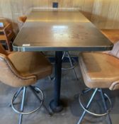 3 x Tall Industrial Style Poser Tables with Brushed Metal Tops and Floor Mounted Pedestals