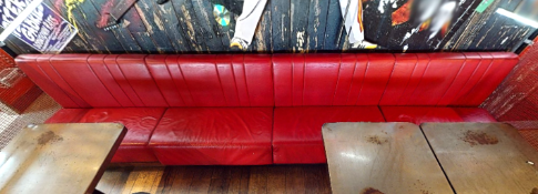 1 x Restaurant Banqueting Seating Bench - Upholstered in Red Faux Leather