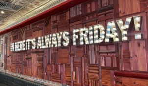 1 x Large-Format Decorative Wall Sign Featuring the Slogan “In Here It's Always Friday!”