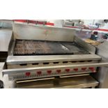 1 x Hobart Bonnet 8 Burner Chargrill Griddle with Stainless Steel Table