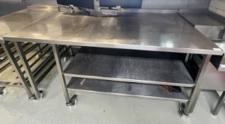 1 x Stainless Steel Prep Table with Undershelves and Castors