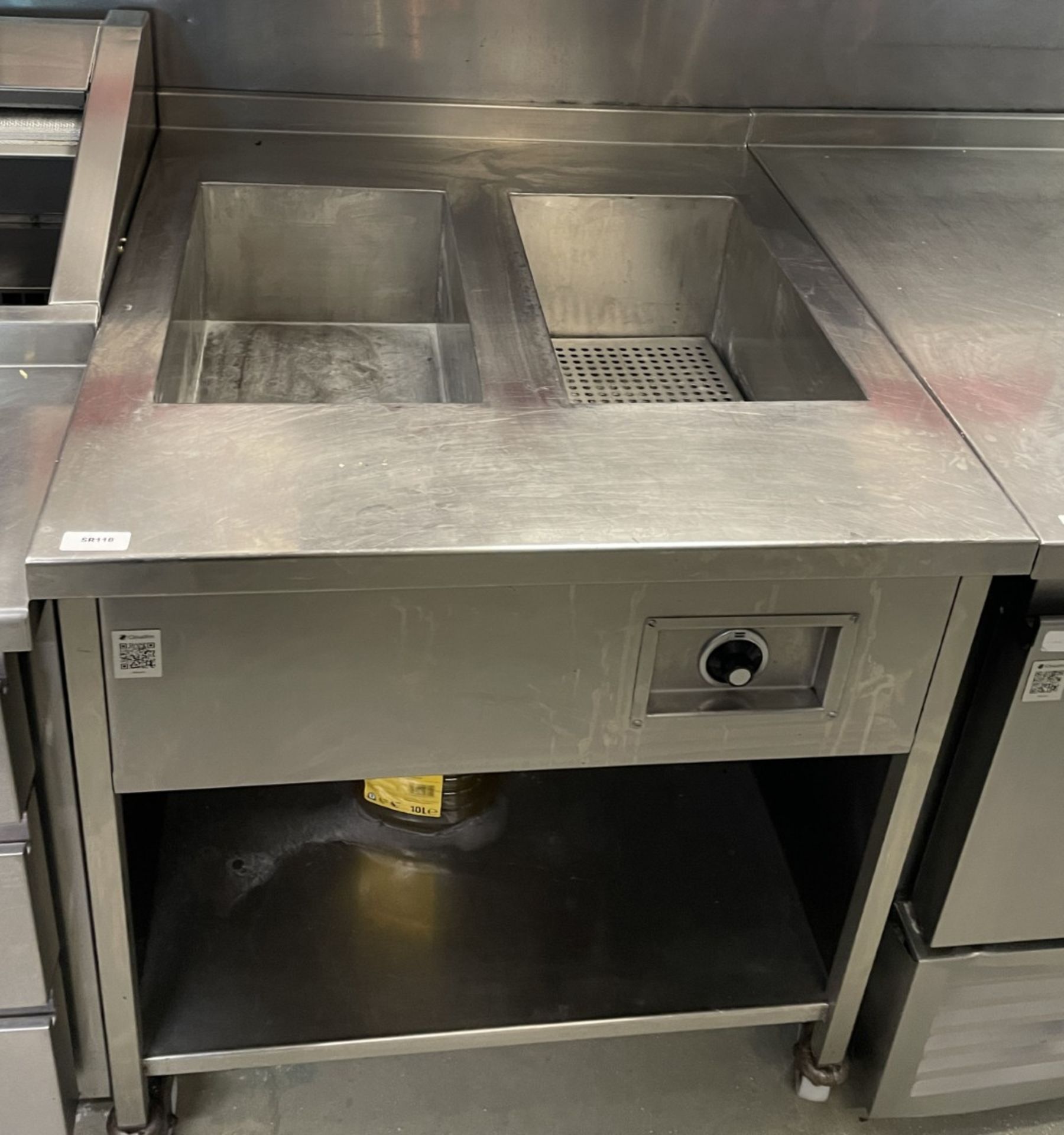 1 x Stainless Steel Electric Twin Baine Marie Unit on Castors with Undershelf - Image 2 of 5