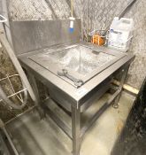 1 x Low Stainless Steel Pot Wash Sink with Drop in Perforated Waste Catcher
