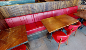 1 x Restaurant Banqueting Seating Bench Upholstered in a Red Faux Leather - Approx Length: 420 cms