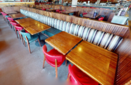 1 x Banqueting Restaurant Seating Bench Featuring Faux Leather Seats and Fabric Back Rests