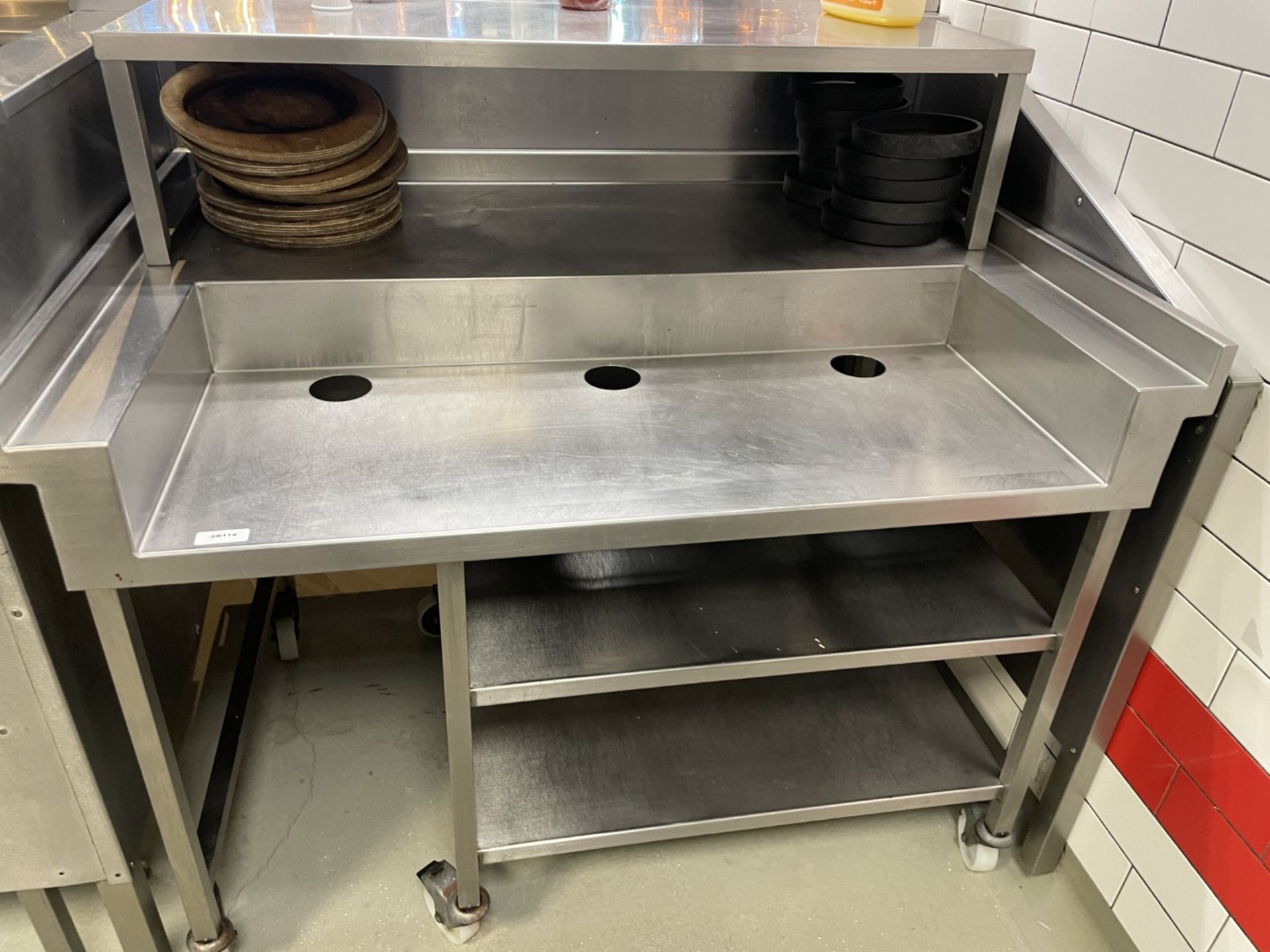 1 x Stainless Steel Bespoke Prep Station On Castors - Approx Width: 130cms