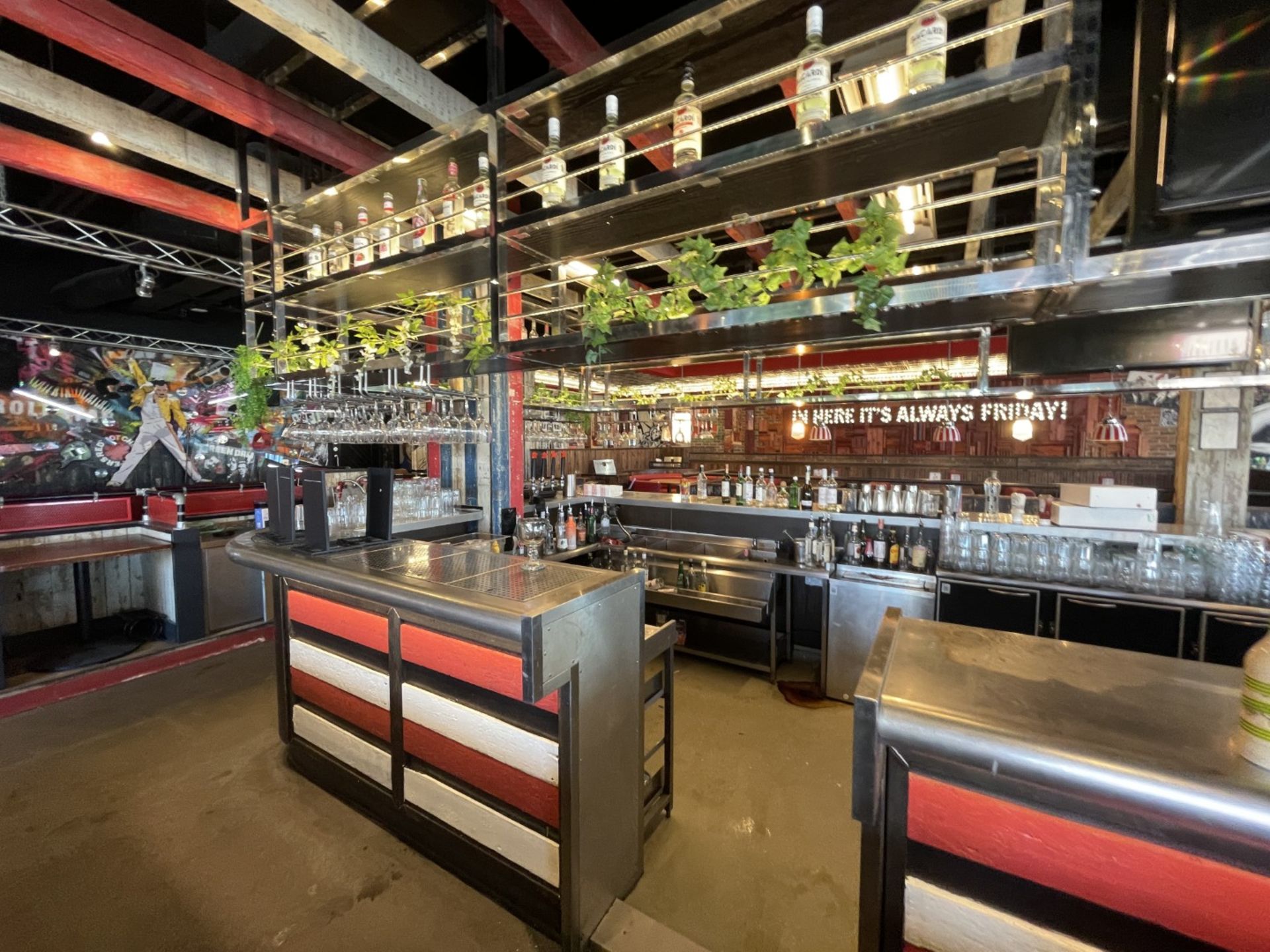 1 x Large Central Island Drinks Bar Features Stainless Bar Tops with Integral Removal Drainers - Image 6 of 64