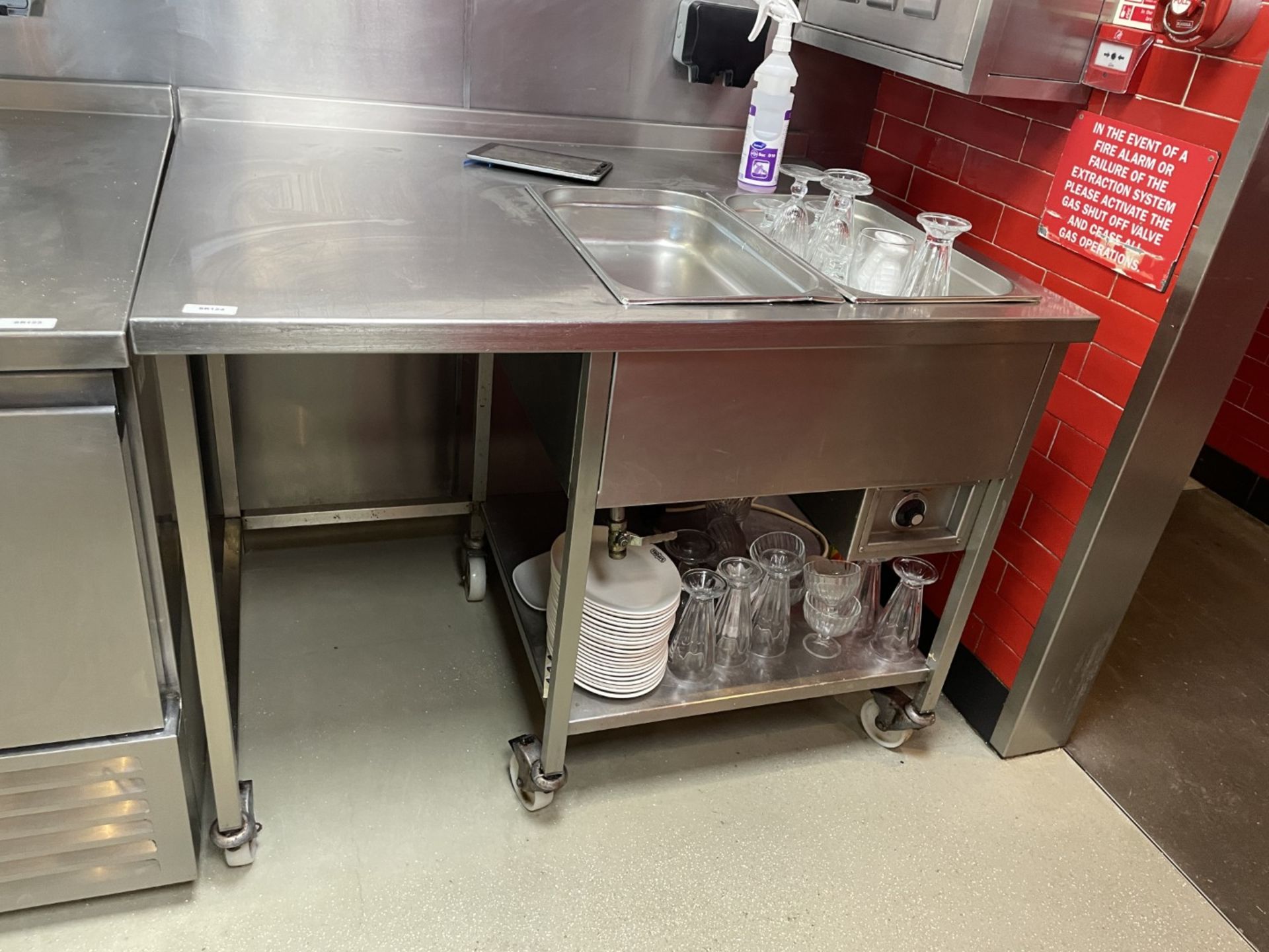 1 x Stainless Steel Baine Marie Prep Unit on Castors - Includes Two Trays and an Assortment - Image 3 of 6