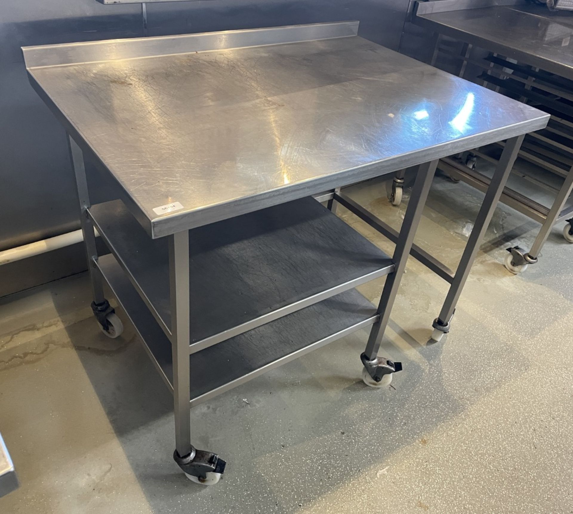 1 x Stainless Steel Prep Table with Undershelves and Castors - Image 2 of 5
