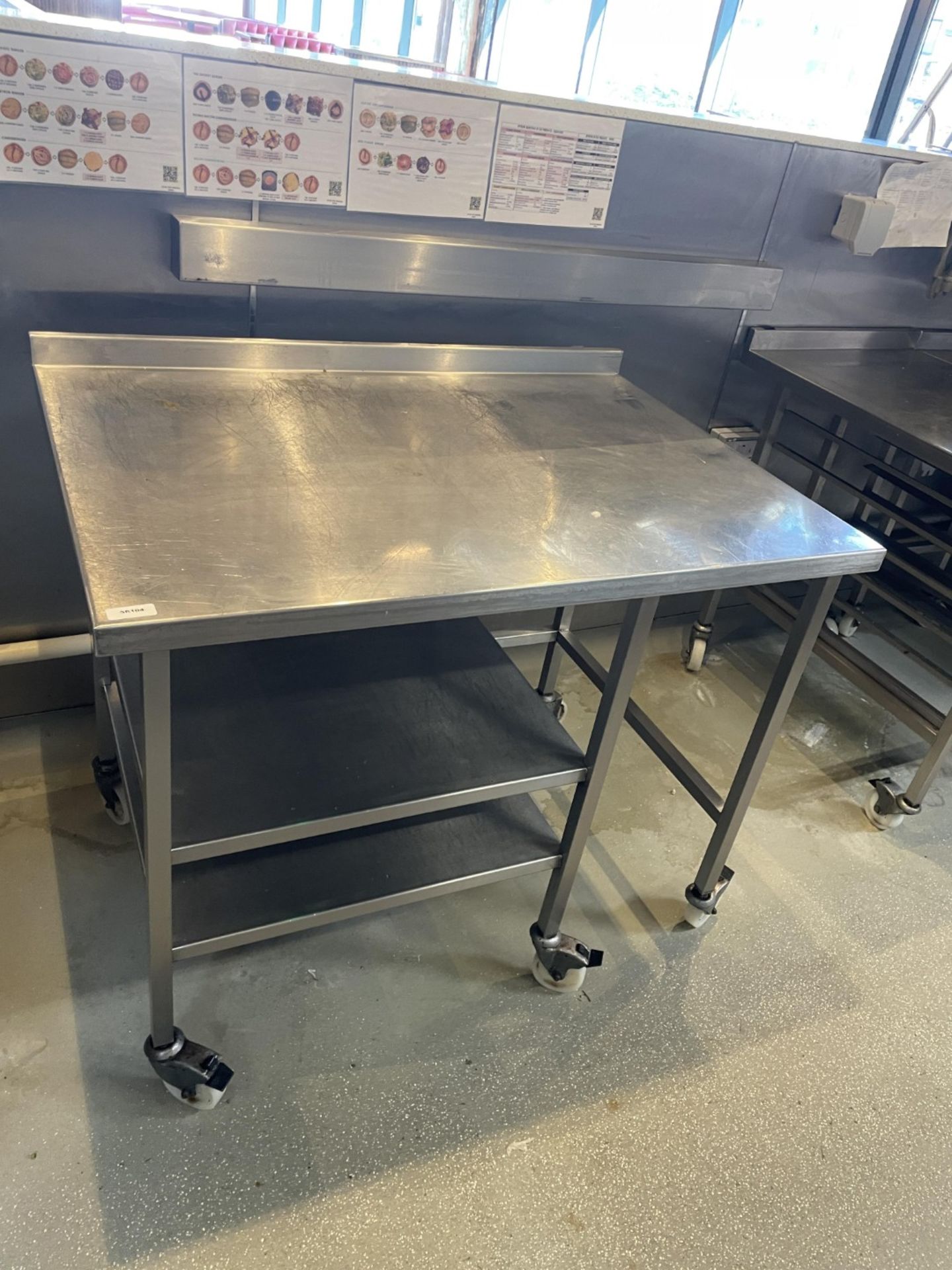 1 x Stainless Steel Prep Table with Undershelves and Castors - Image 3 of 5