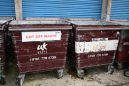 4 x Industrial Steel Wheelie Bins for High-Volume Waste or Recycling - Approx 1100 Litre