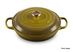 1 x LE CREUSET Enamelled Cast Iron Shallow 30cm Casserole Dish in Olive Green - Original Price £