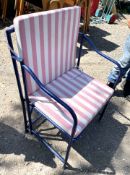 8 x Vintage Style Outdoor Folding Chairs with Removable Pink and White Striped Seat and Back