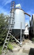 1 x Outdoor Corrugated-Galvanized Steel Bulk Feed Bin / Meal Silo with an Integrated Access Ladder