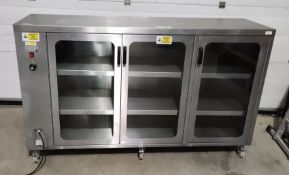 1 x Large Three Door Hot Cabinet by Bridge Catering - Stainless Steel with Glass Display Doors -