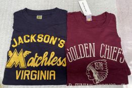 2 x MR PORTER Assorted Men's "GOLDEN CHIEFS" 100% Cotton Short Sleeve T-Shirts, Both LARGE with Tags