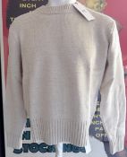 1 x AMI Alexandre Mattiussi Men's Wool Blend Knitted Crew Neck Sweater in Beige, with Tags - XL