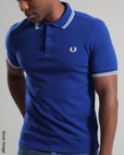 1 x FRED PERRY 'Soho' Men's Twin Tipped Polo Shirt in Blue & White - 42/LARGE - Sealed - RRP £80.00