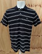 1 x C.P. COMPANY Men's 100% Cotton Striped Polo Shirt in Black and White - XL on Label