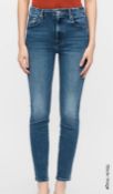 1 x Pair of MOTHER 'High Waisted Looker' Ladies Skinny Fit Blue Denim Jeans, Size 31 - RRP £330.00