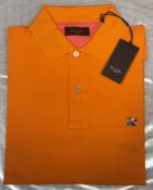 1 x PAUL SMITH LONDON Men's Designer Polo Shirt in Orange - Size: Medium - Ref: DTC125/BOX2 -