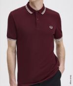 1 x FRED PERRY 'Soho' Men's Twin Tipped Polo Shirt in Wine - LARGE - Sealed with Tags - RRP £80.00