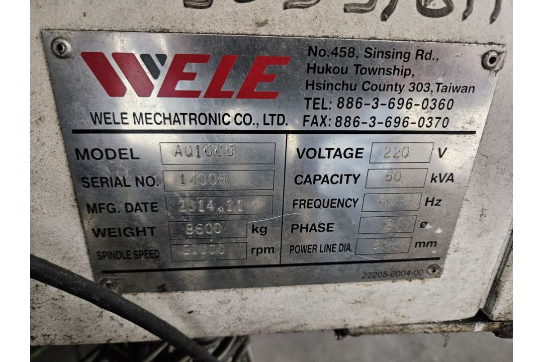 Wele AQ1665 CNC Vertical Machining Center - Image 11 of 11