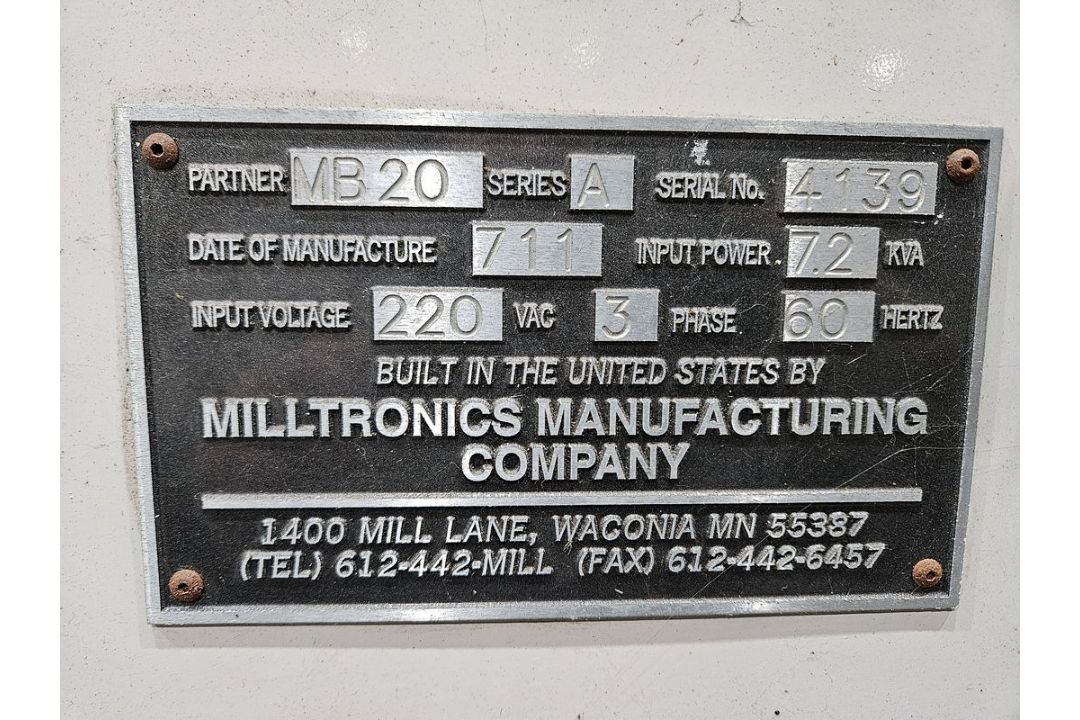 Milltronics Partner MB20 CNC Vertical Mill - Image 6 of 6